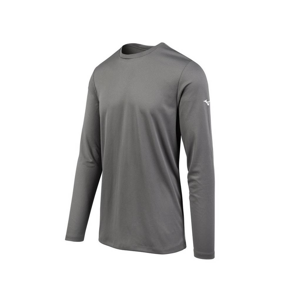 Mizuno Long Sleeve - Erkek Tişört - Gri Türkiye (FAZBIV-568)